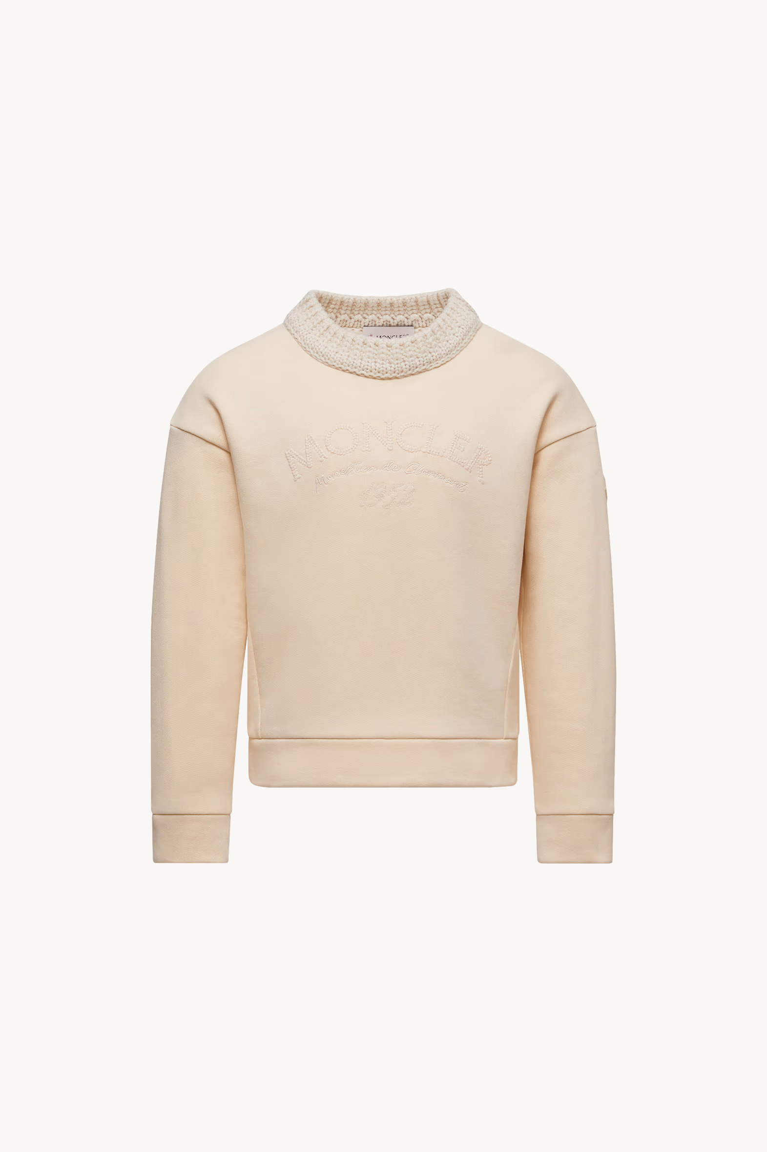 Embroidered Logo Cotton Sweatshirt Girl White Ivory Moncler 0